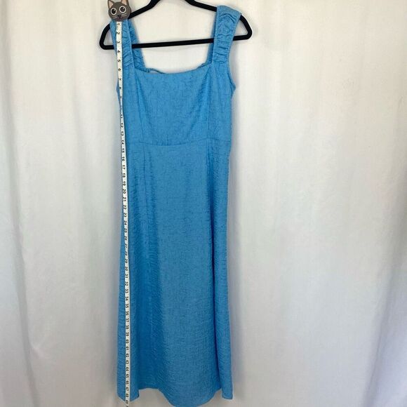 ASTR THE LABEL Midi Blue Dress Lace Up Open Back NWOT Women M Crinkle - Picture 4 of 11